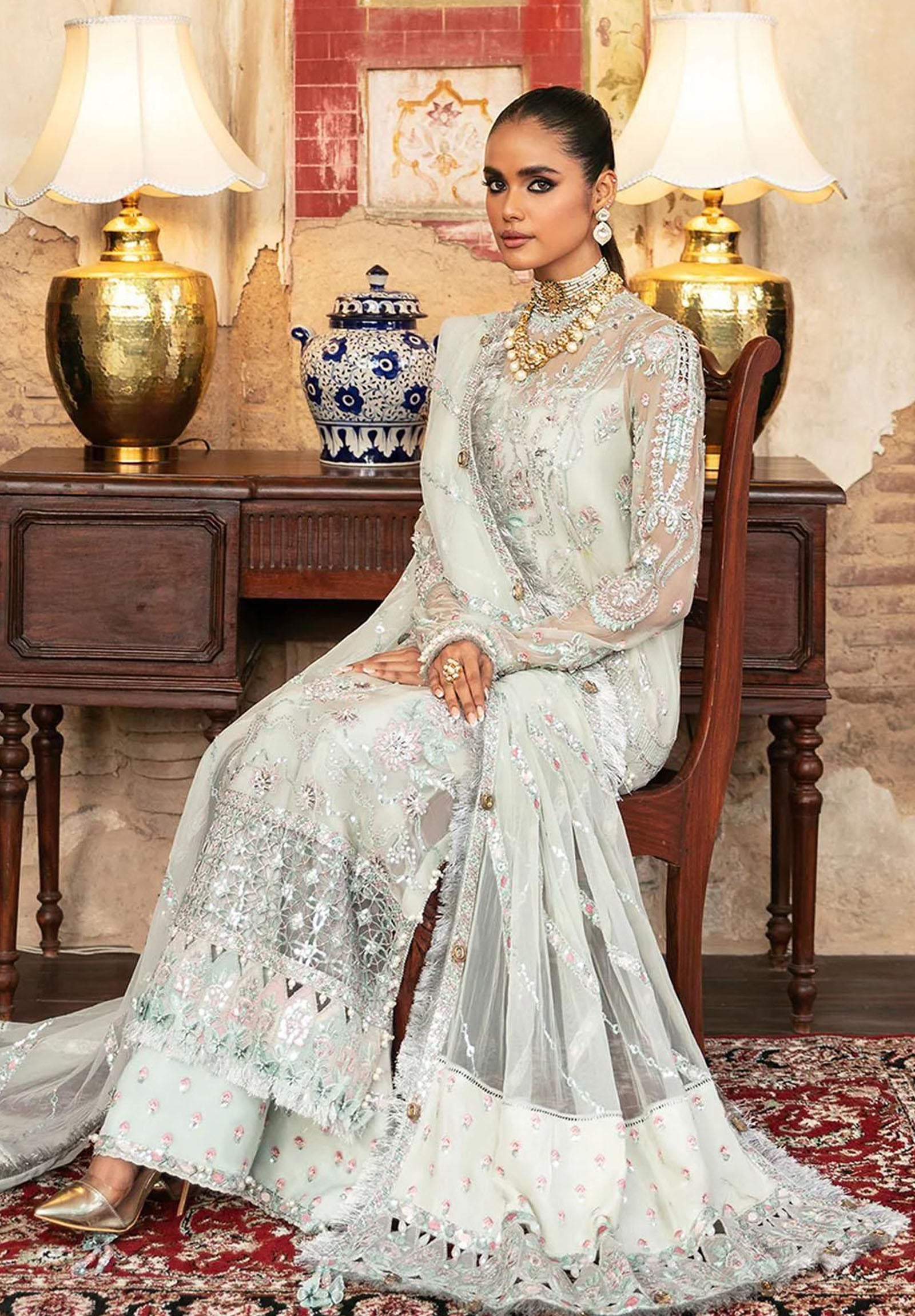 AFROZEH FABRIC ORGANZA Suit With SATIN SILK Trouser 
WORK THREAD & SEQUENCE 