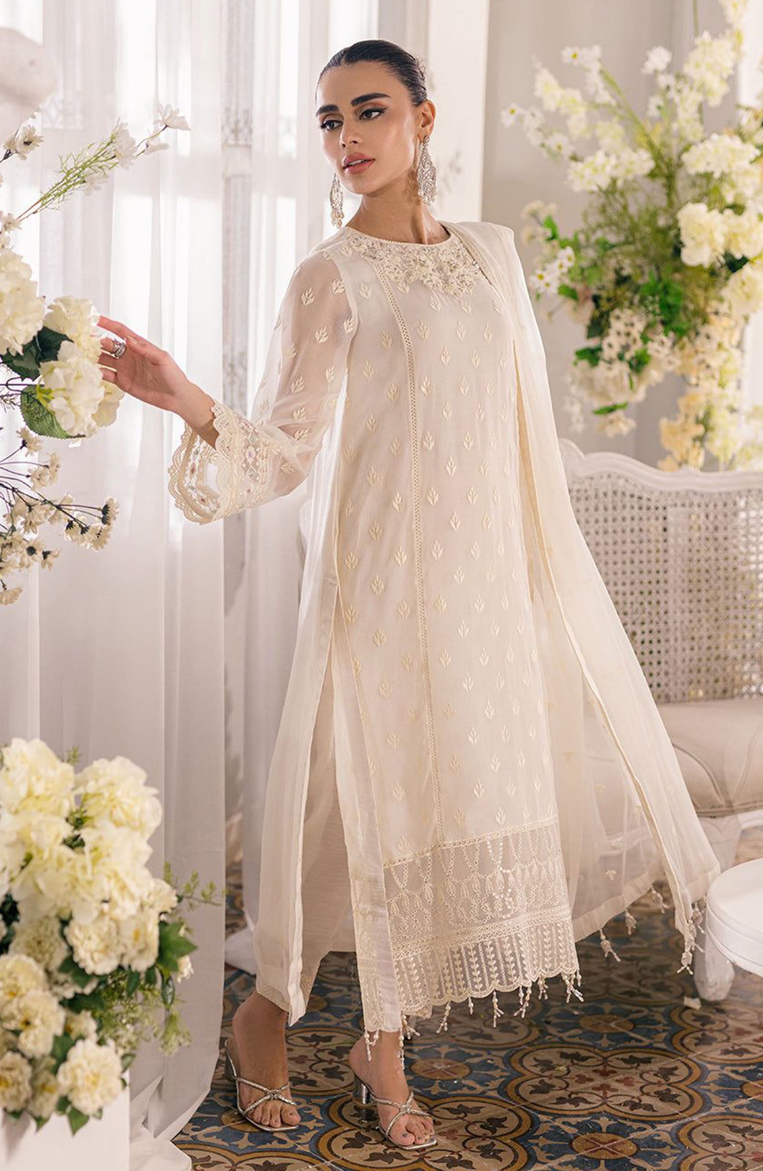 Discover the elegance of the Azure Chiffon Collection, featuring embroidered chiffon suits with a hand-embellished organza neck  embroidered patch as perfect for any special occasion, these dresses come with a stunning embroidered chiffon dupatta, a beautifully designed embroidered front daman border on embroidered organza, and a plain quality malai trouser for ultimate wear of comfort. Embrace the perfect blend of style and tradition with our chiffon embroidered dresses, crafted to add a touch of sophistic