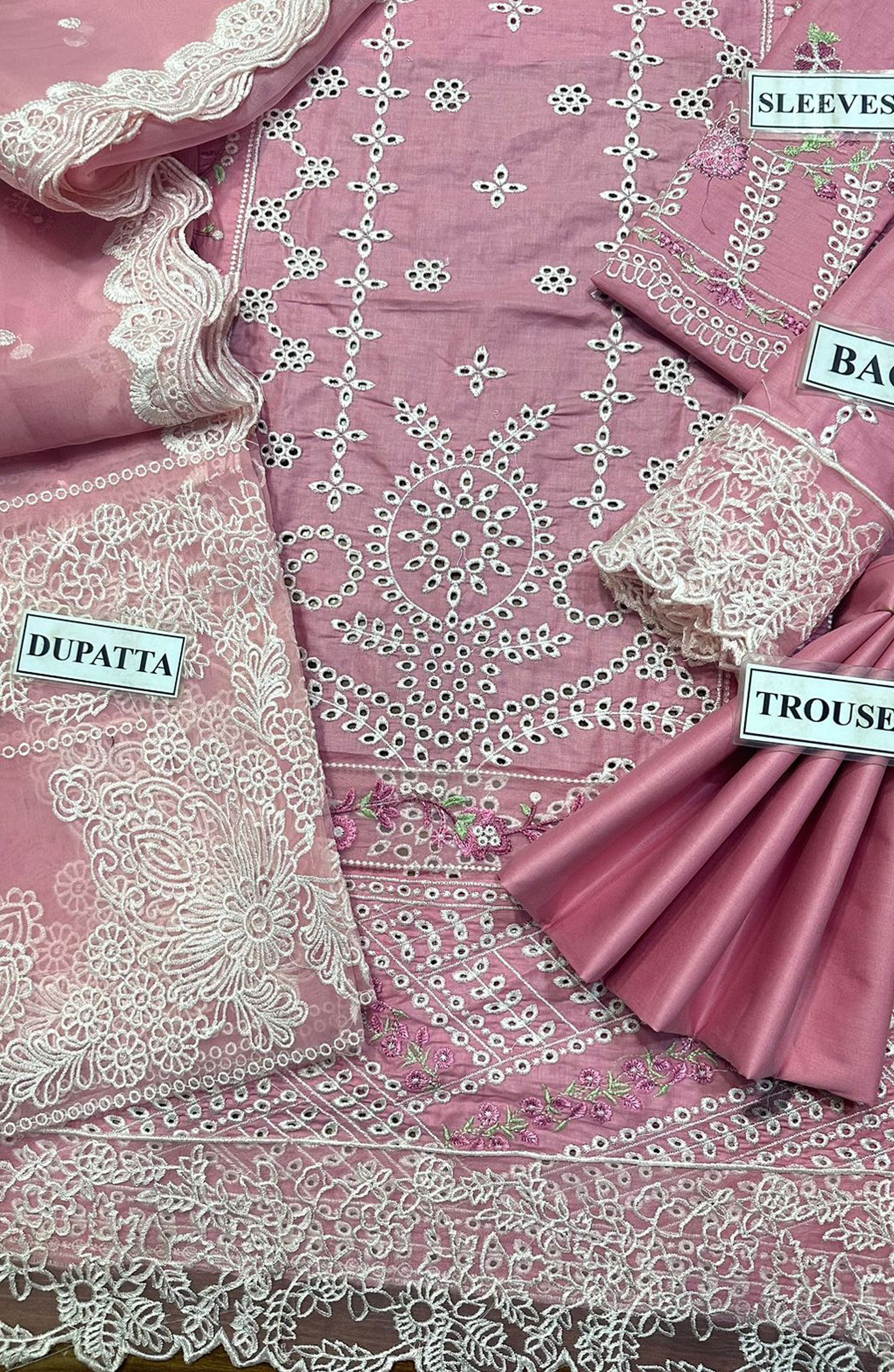 BINILYAS FABRIC  LAWN Suit With ORGANZA Dupatta
DETAILS  Front Full Schiffli Embroidered With Daman Embroidered Bunch
Sleeves Schiffli Embroidered 
Back Schiffli Embroidered With Daman Embroidered Bunch
Dupatta Embroidered With 2 Side Embroidered Border & 2 Side Heavy Embroidered Pallu
Plain Trouser
