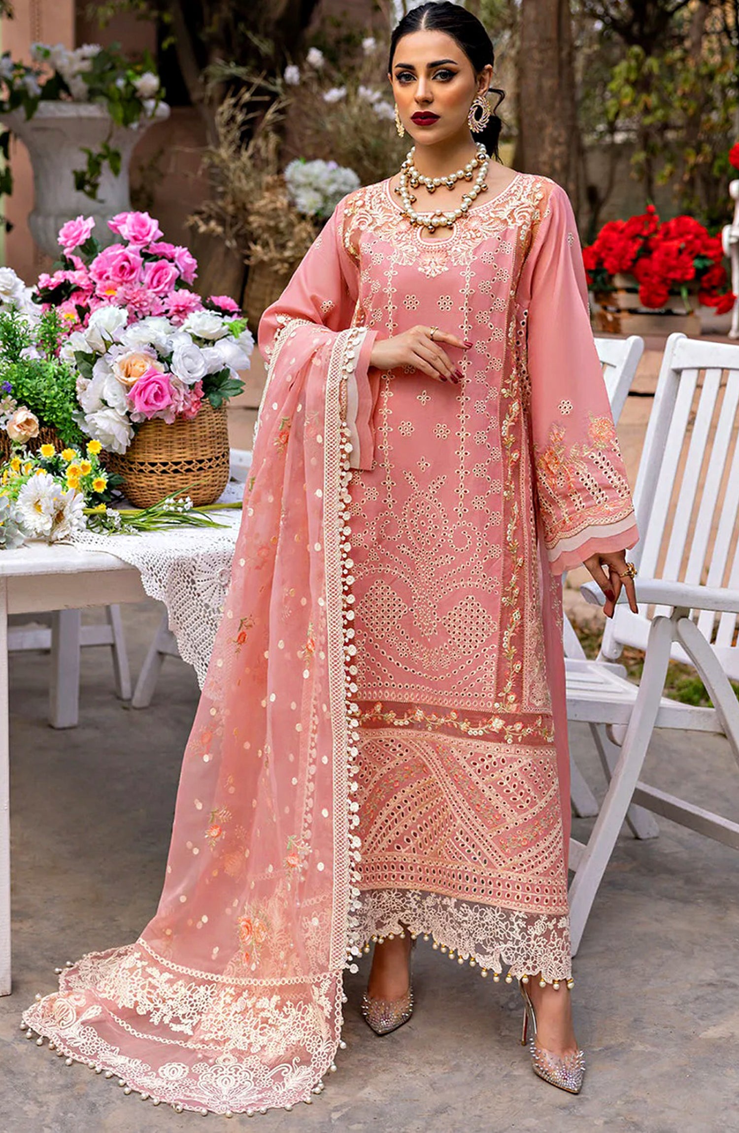 BINILYAS FABRIC  LAWN Suit With ORGANZA Dupatta
DETAILS  Front Full Schiffli Embroidered With Daman Embroidered Bunch
Sleeves Schiffli Embroidered 
Back Schiffli Embroidered With Daman Embroidered Bunch
Dupatta Embroidered With 2 Side Embroidered Border & 2 Side Heavy Embroidered Pallu
Plain Trouser
