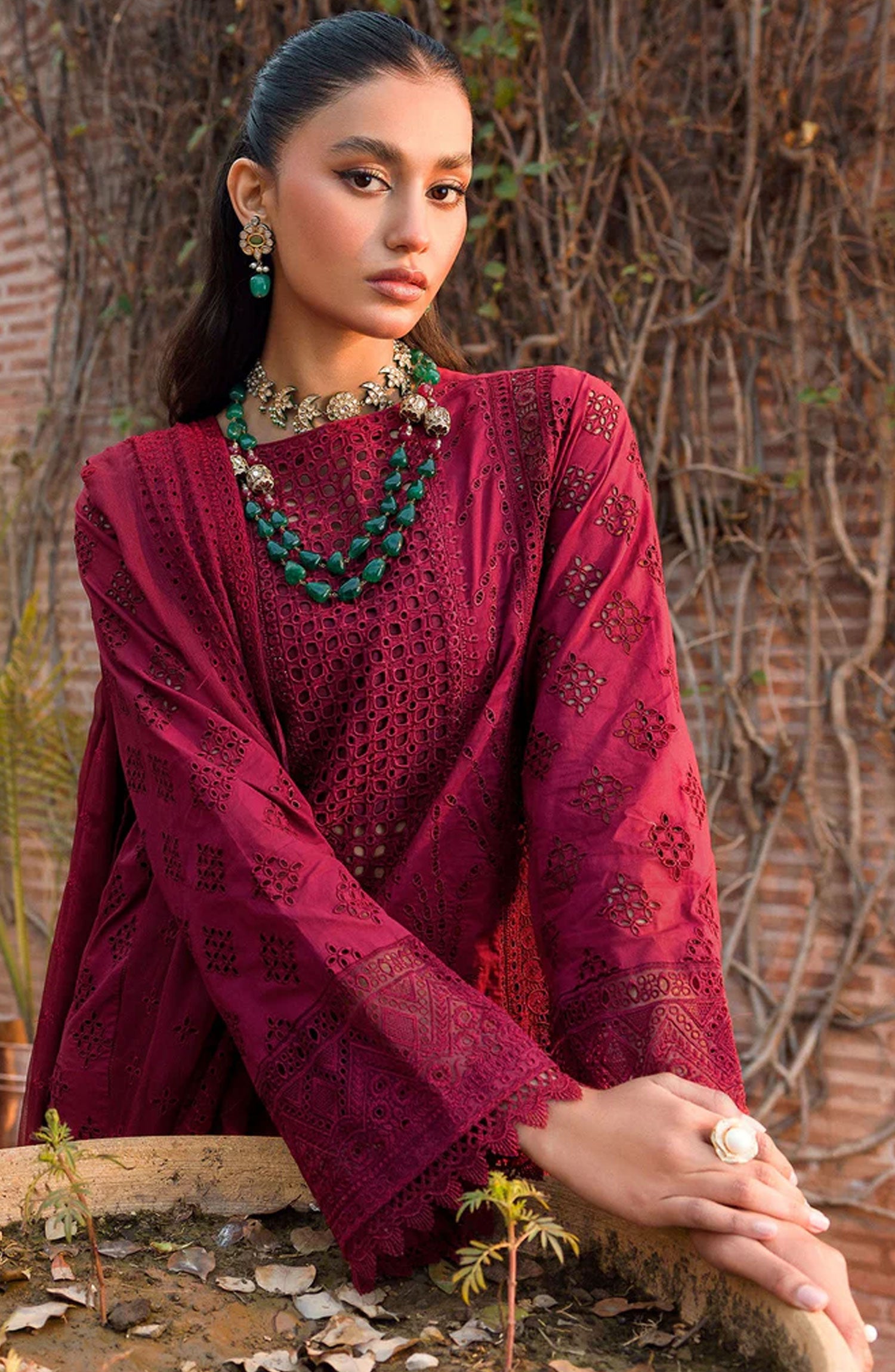 Motifz Luxury Maroon Chikankari Embroidery Collection
Color : Maroon Red
Fabric : Pure Cotton
Dupatta : Pure Organza 
Front : Heavy Embroidered with chicken Kari 
Sleeves : Embroidered with Chicken Kari
Front Patti1 : Embroidered with Chicken Kari
Front Patti 2 : Embroidered with Chicken Kari
Front Patti 3 : Embroidered 
Back Patti: Embroidered 
Sleeves Patti: Embroidered with Chicken Kari
Dupatta : Heavy Embroidered with full chicken Kari
