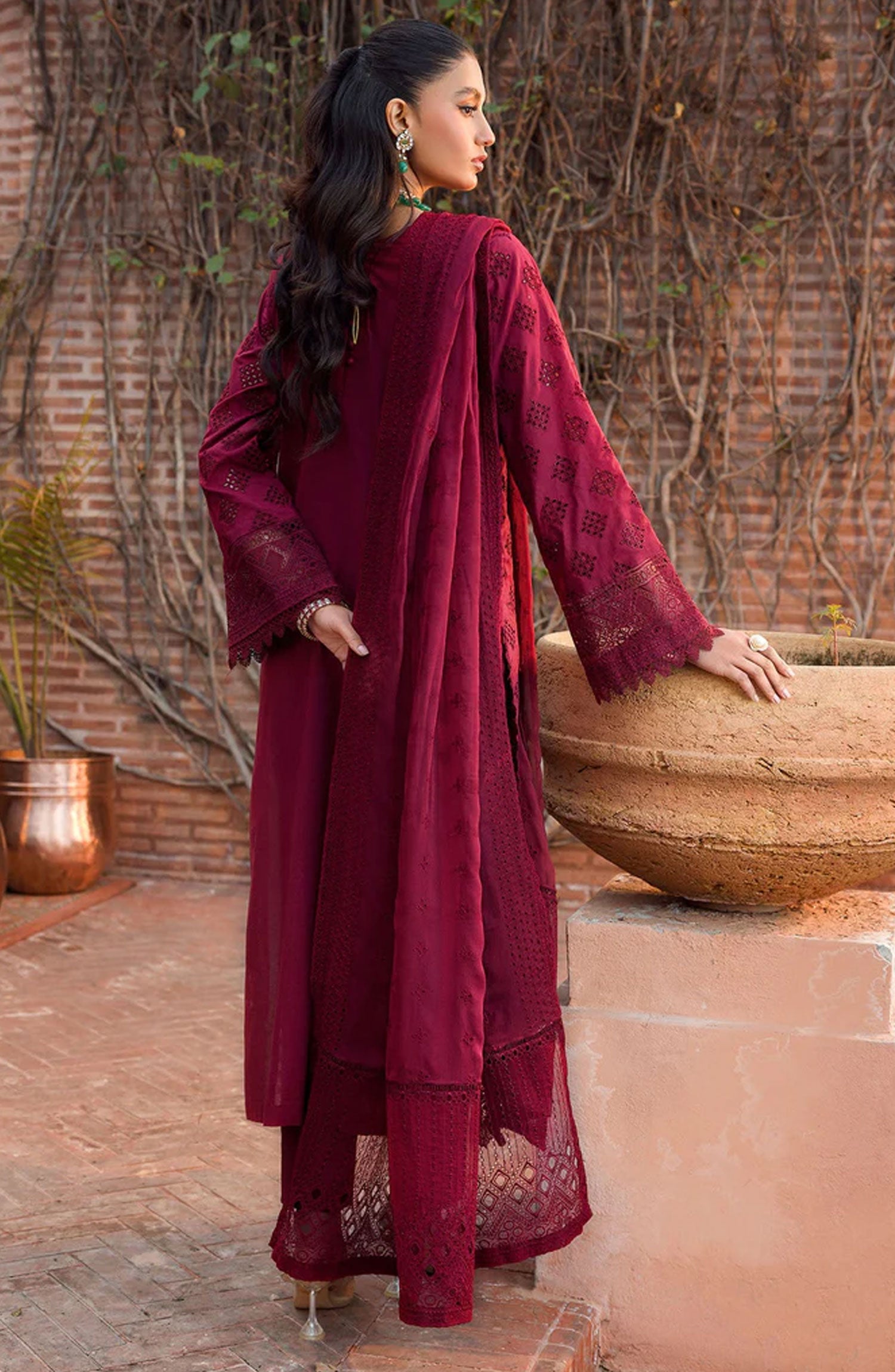 Motifz Luxury Maroon Chikankari Embroidery Collection
Color : Maroon Red
Fabric : Pure Cotton
Dupatta : Pure Organza 
Front : Heavy Embroidered with chicken Kari 
Sleeves : Embroidered with Chicken Kari
Front Patti1 : Embroidered with Chicken Kari
Front Patti 2 : Embroidered with Chicken Kari
Front Patti 3 : Embroidered 
Back Patti: Embroidered 
Sleeves Patti: Embroidered with Chicken Kari
Dupatta : Heavy Embroidered with full chicken Kari
